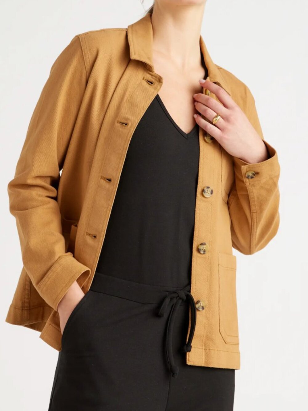Quince Organic Comfort Stretch Chore Jacket Tobacco Large NWT